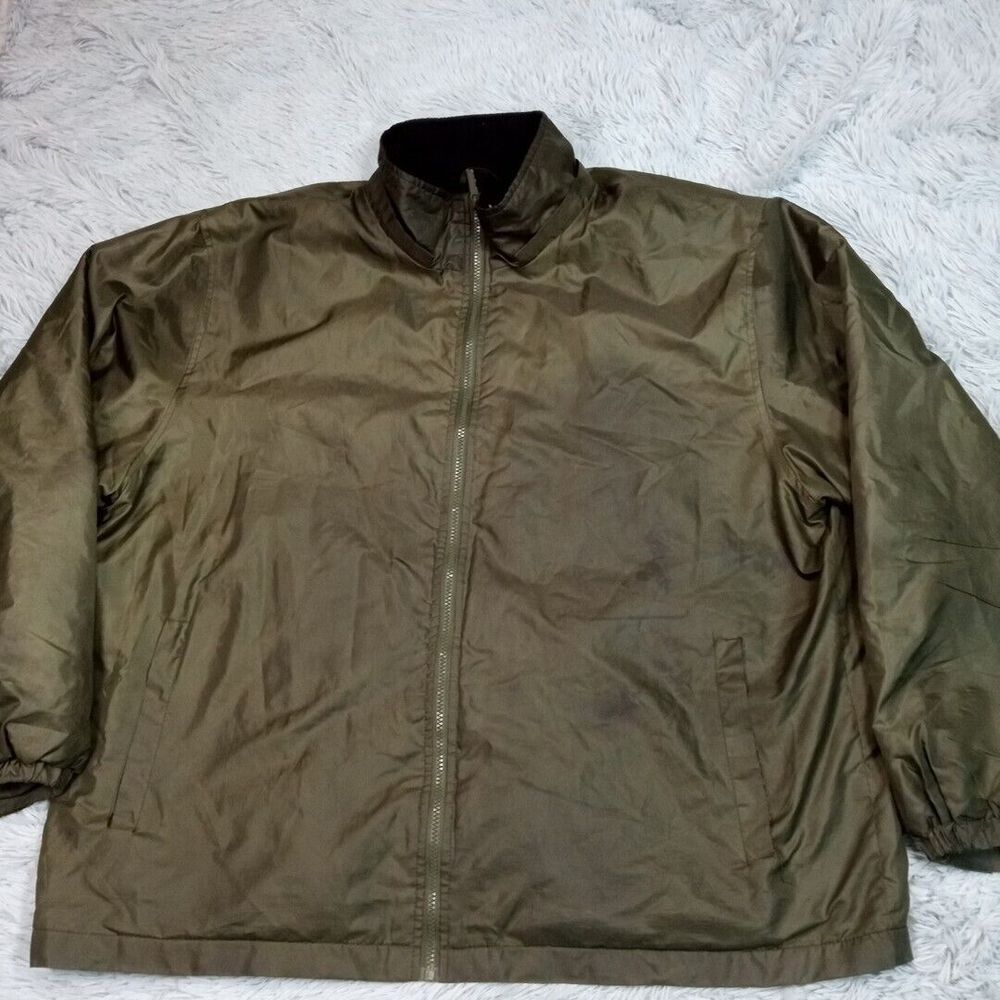 Totes Jacket Mens 2XL Green Fleece Lined Pockets Zip Up Lightweight Outdoors